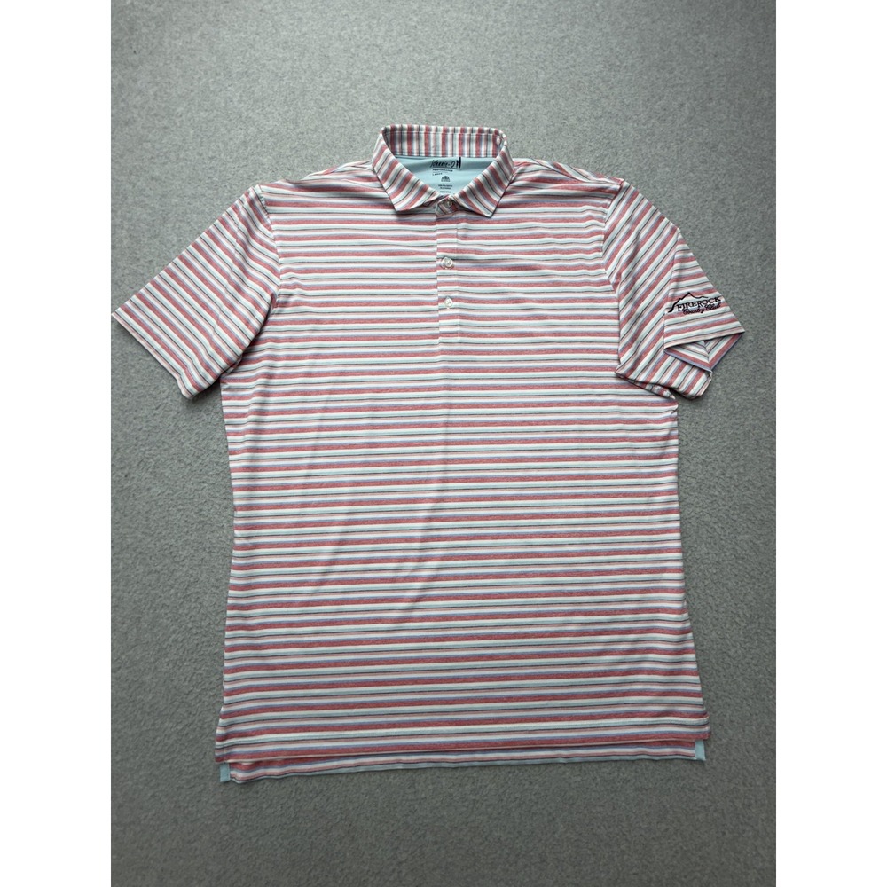 Johnnie-O Polo Shirt Mens Large Stripe Golf Performance Firerock Country Club